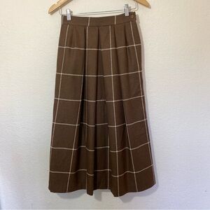 Vintage Brown Plaid Wool Skirt
